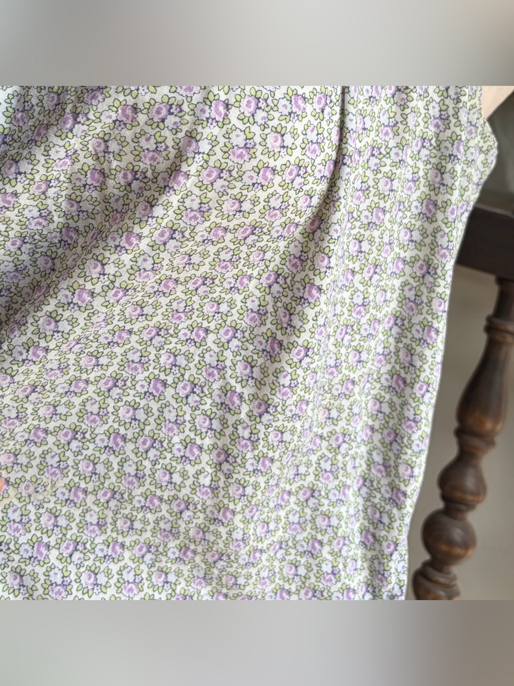 LAURA ASHLEY Vintage 1970s Purple Floral High Neck Sleeveless Midi Dress Size 10 - Picture 10 of 10